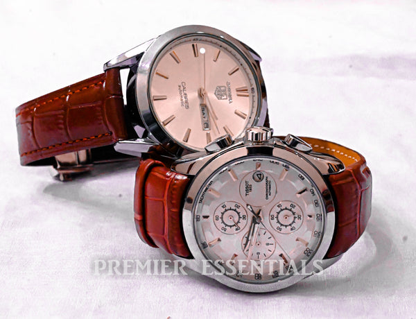 Title tissot chrono with stainless steel Clr black and brown