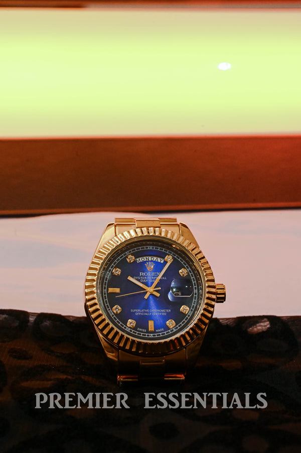 Title Rolex with blue and green dile